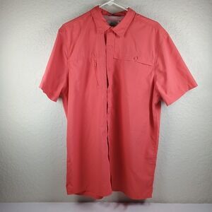 St Johns Bay Classic Fit Short Sleeve Shirt Men's Size L Coral